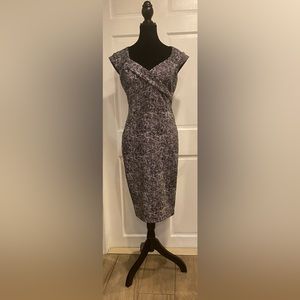 White House Black Market "Tweed" V Neck Fitted Dress